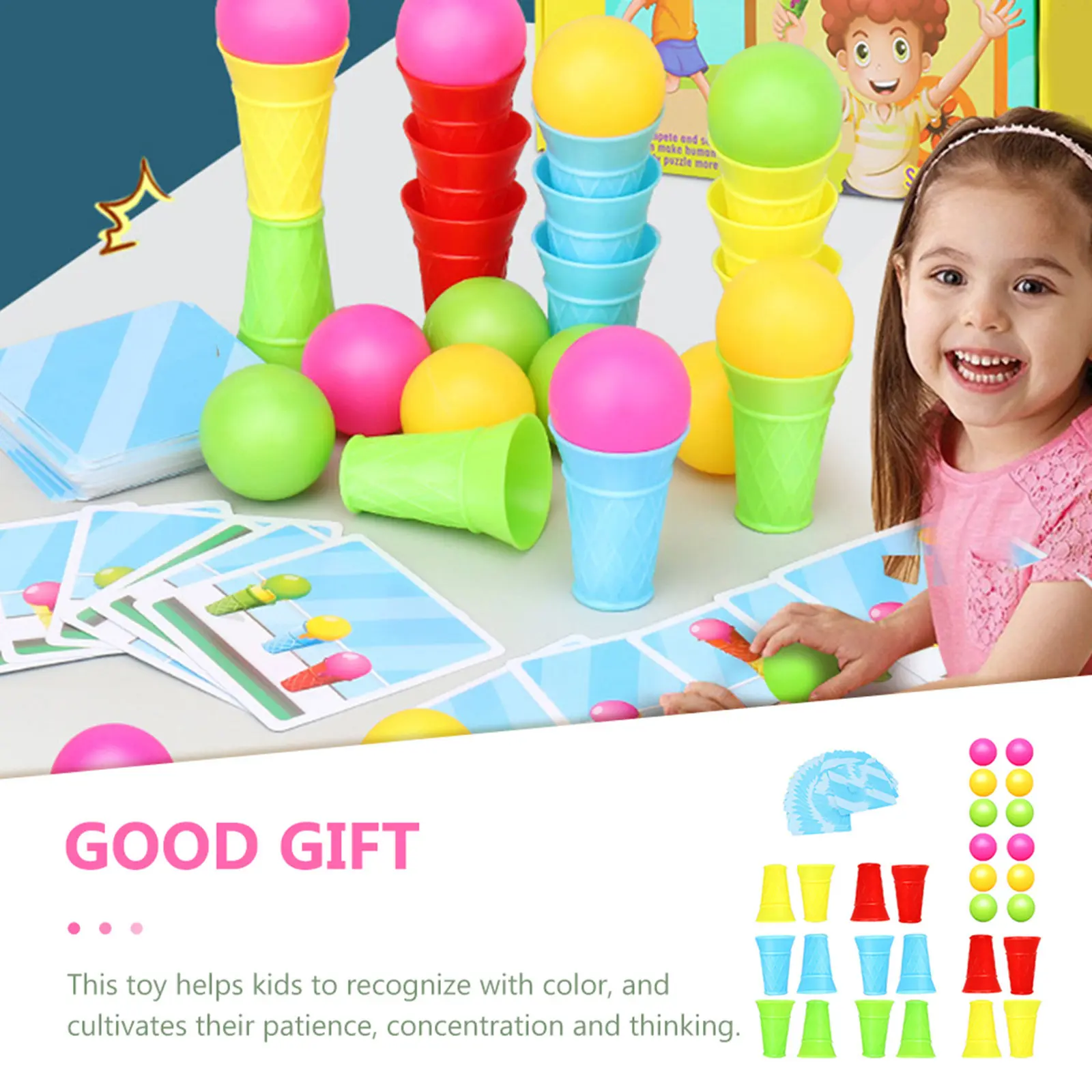 1Set Ice Cream Logical Thinking Training Educational Game for Kids Hand Eye Coordination Memory Concentration