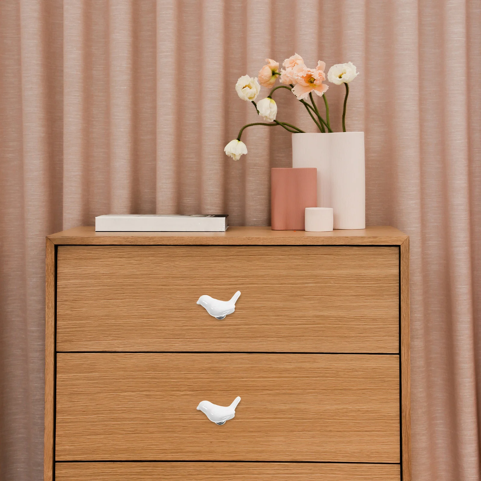 

6 шт., керамические ручки для ящиков шкафа, мультяшный дизайн, одно отверстие, простая установка, ручки для ящиков, кухонный шкаф, мебельные ручки