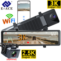 E-ACE Mirror DVR 3K Video Recorder Touch Screen Support WIFI Optional 2.5K Rear Camera And GPS Mirror Car DVR Black Box