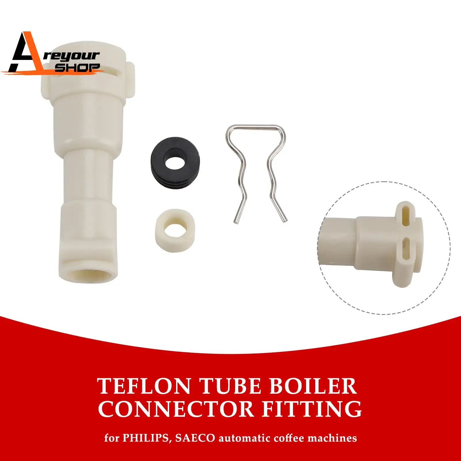 ThermoBlock Inlet Connector & Seal & Spacer & Fork D8mm Kit Of Water Heating Element Fit for Philips Coffee Machine 422224777123