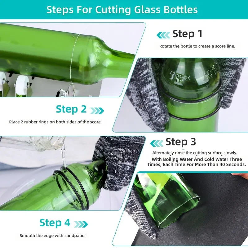 Glass Bottle Cutter Black Metal Wine Bottle Cutting Tool DIY Glass Cutter Set for Crafts Home Decor Professional Grade