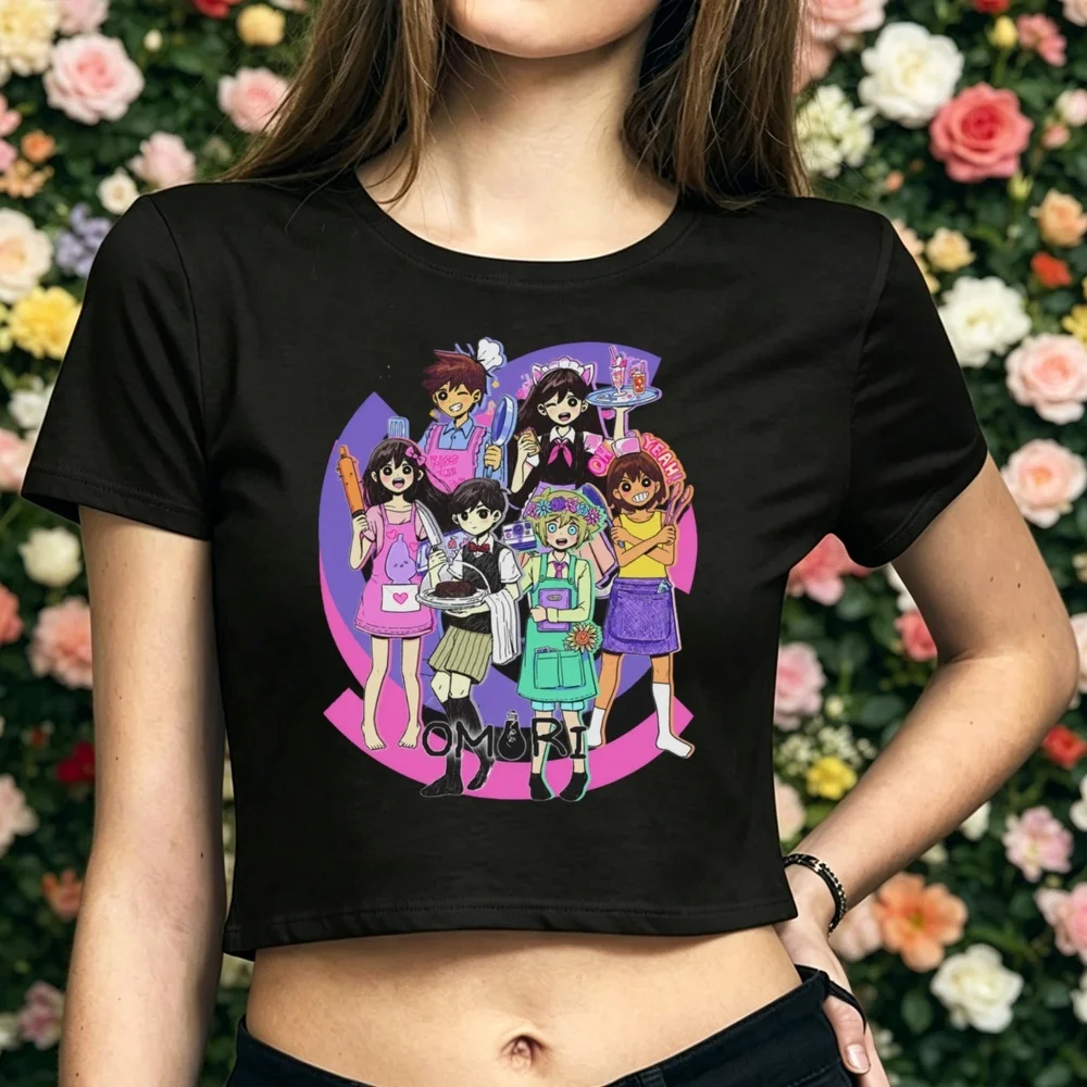 Omori crop top shoujo funny japan baddie 2000s gothic tshirt goth anime emo manga scene