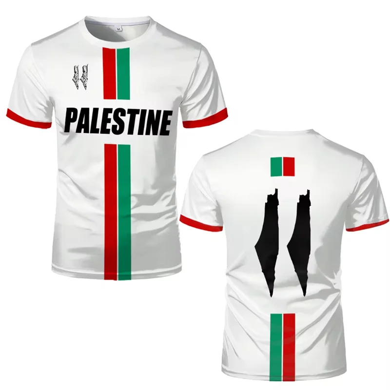 Magliette da calcio della palestina moda estiva manica corta bandiera palestinese magliette stampate in 3D magliette da uomo allentate con scollo a O Casual