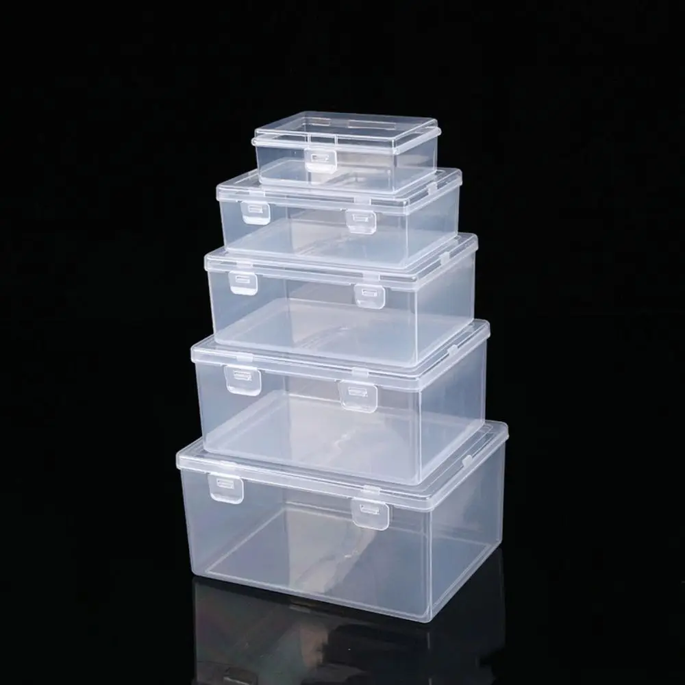 Portable Square Storage Box Plastic Durable Jewelry Beads Container Transparent Packing Boxes Power Tools Holder