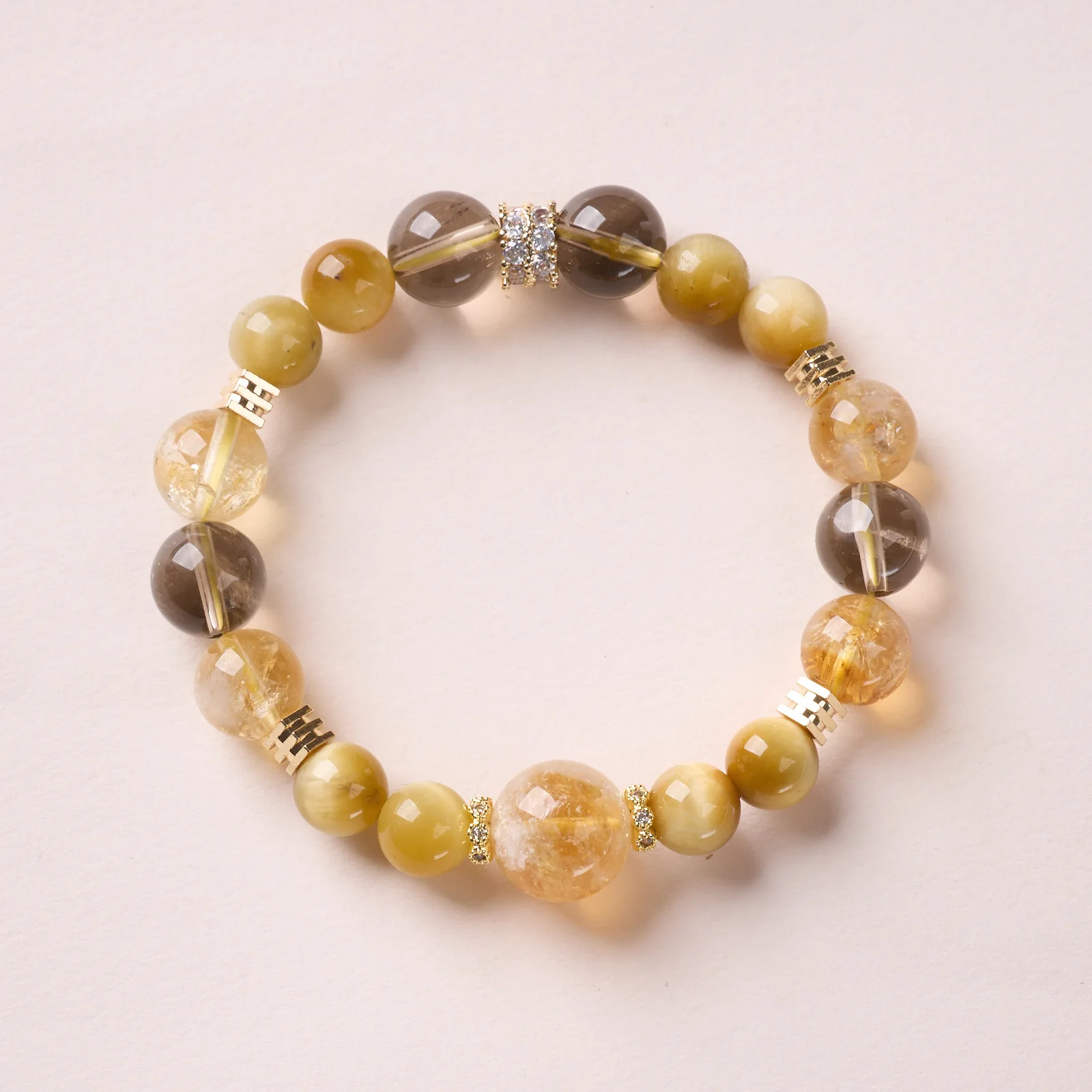 10mm Natural Citrine Tiger Eye Ice Obsidian Stones Beaded Strand Bracelet for Women Chinese Style Wealth Crystal Fine Jewelry view 5