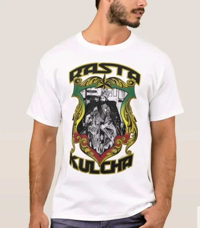 Rasta Kulcha - Emperor of Ethiopia Selassie I T-Shirt 100% Cotton O-Neck Summer Short Sleeve Casual Mens T-shirt Size S-3XL