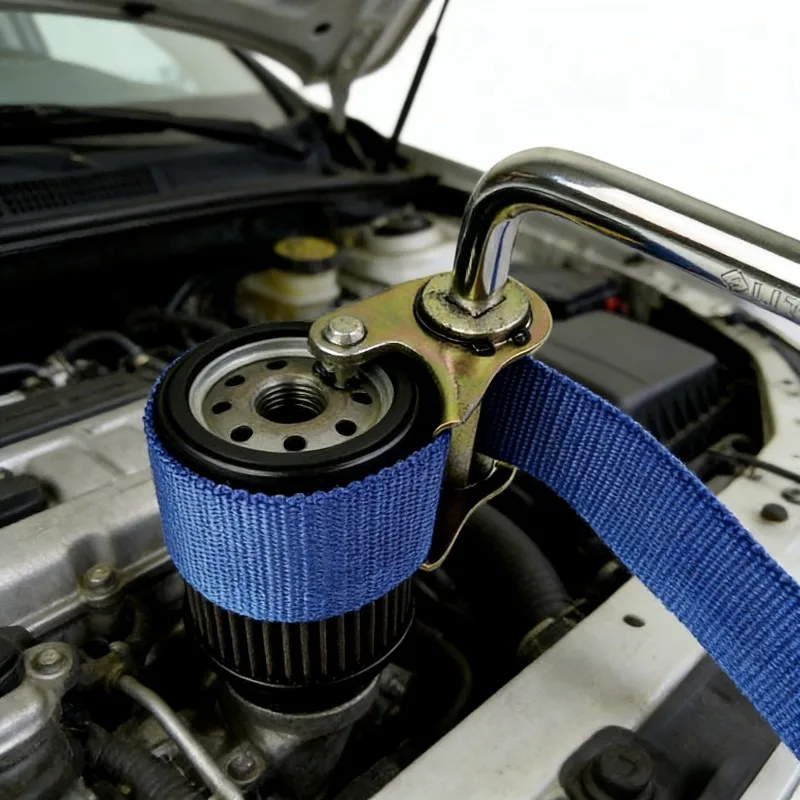 

1Pc Blue Canvas Belt Oil Filter Wrench, Universal Filter Removal Tool for Car Oil Filter