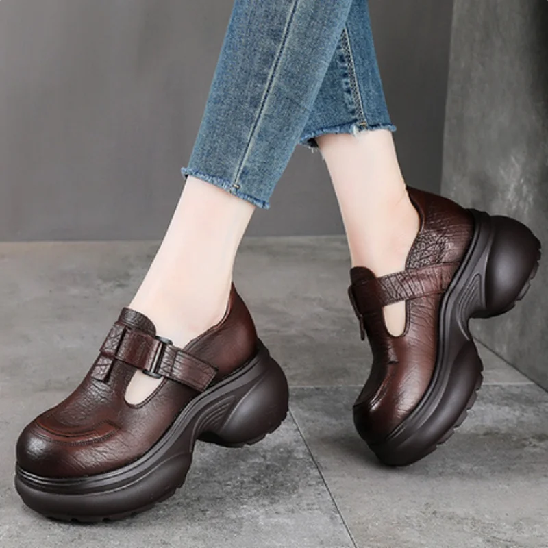 

ZXRYXGS Женские туфли на высоком каблуке в британском стиле из натуральной кожи с толстой подошвой, увеличивающие рост, элегантные, модные, новинка 2026 года