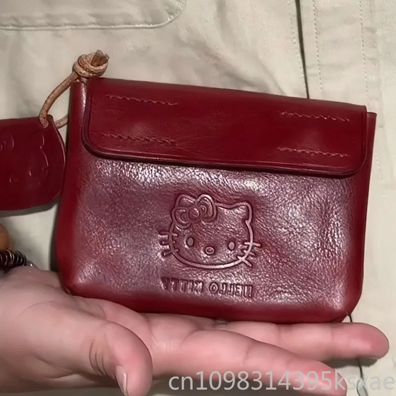 Sanrio Hello Kitty PU Leather Wallet for Women Girl Kawaii Coin Purse Portable Lightweight Mini Size ID Card Houlder