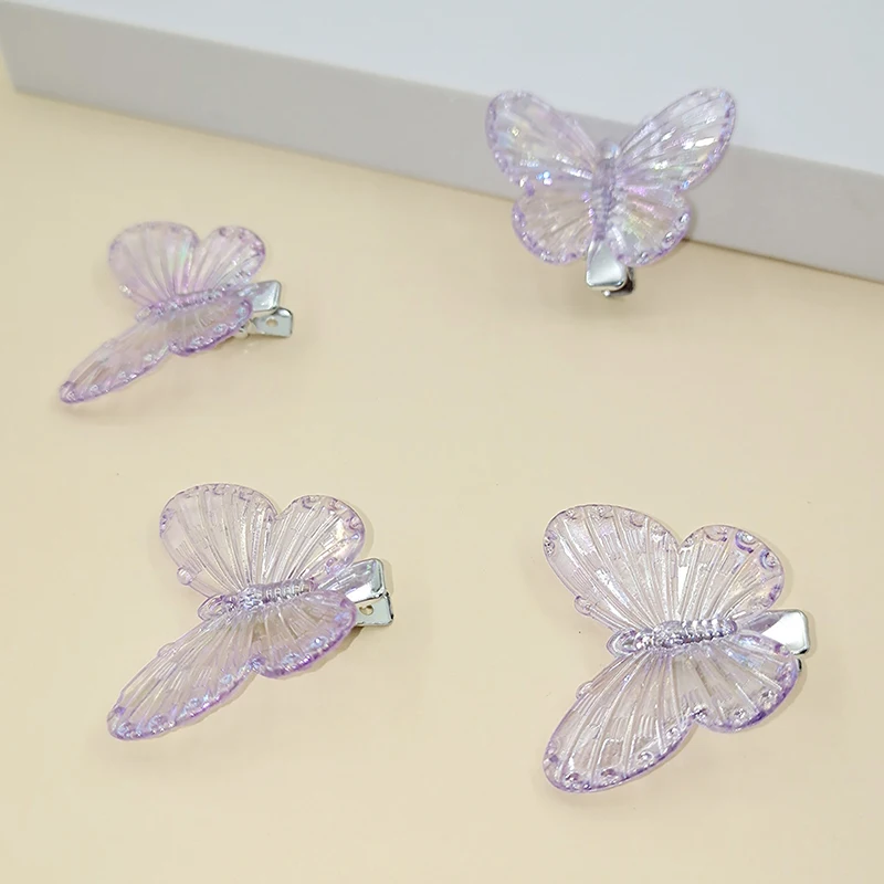 Purple Butterfly Hairpins Girl Hair Clips Barrettes Women Sweet Hair Ornament Rainbow Headwear Fashion Hair Accessories