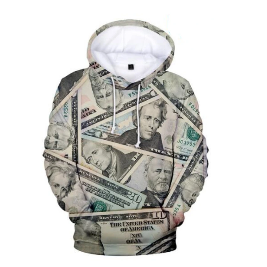 US Dollar Money 3D Print Oversized Women/Men Hoodie Sweatshirt Harajuku Streetwear Hip Hop Pullover Hooded Jacket Male Tracksuit