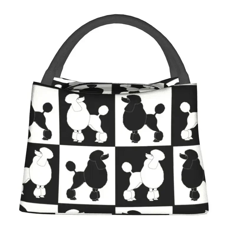 Checkered Poodles Thermal Insulated Lunch Bags Women Dogs Resuable Lunch Container for Office Outdoor Storage Meal Food Box