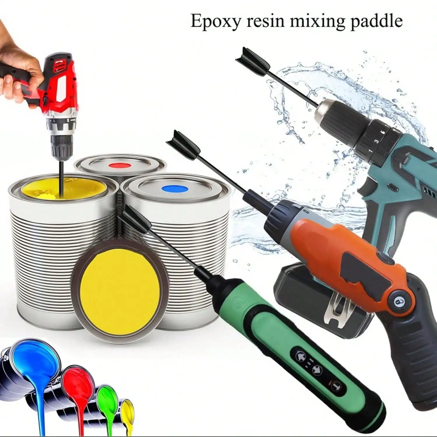 1Pcs Paint Mixer Drill Mixer Paddle Helix Shape Sturdy Anti-corrosion Epoxy Paint Mixer Drill Attachment for Household