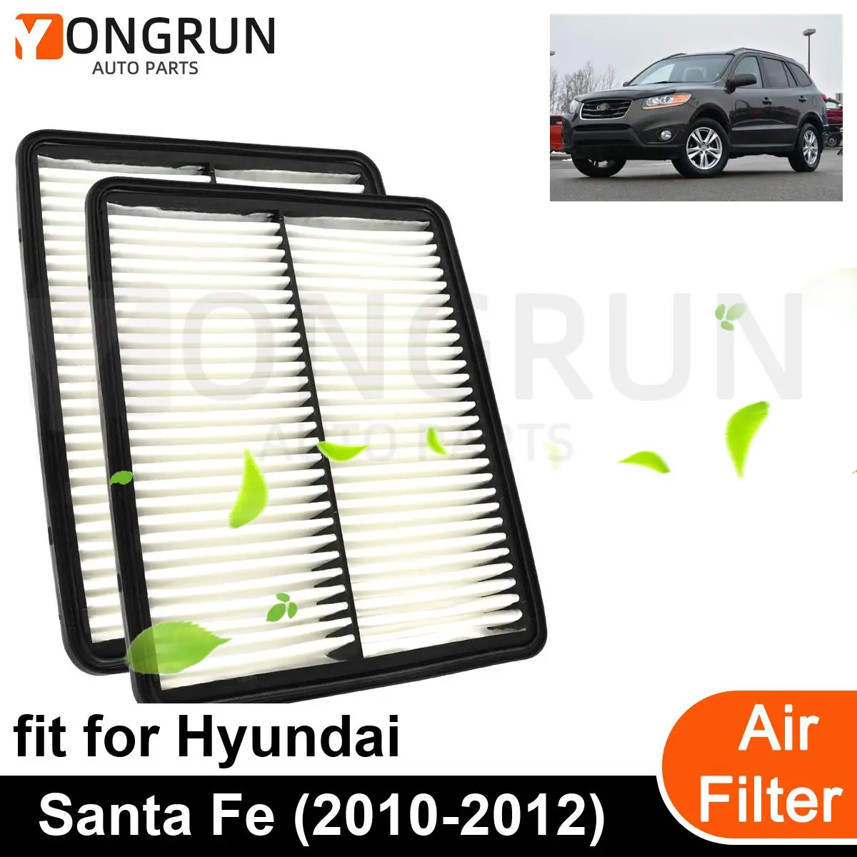 2Pcs New Car Engine filter element Cleaner for 2010-2012 Hyundai Santa Fe Car Accessories OEM CA10881 28113-2P100 28113-3S100