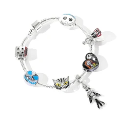 Disney The Nightmare Before Christmas Charms Bracelets Cute Jack Skellington Pendant Bangle Beads Bracelet for Women Jewelry