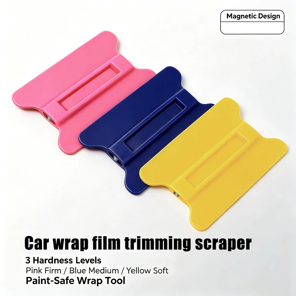 Magnetic Car Vinyl Wrap Squeegee Set 3 Hardness Levels Scratch Free PPF Squeegee for Window Tint Edge Trimming Installation Tool