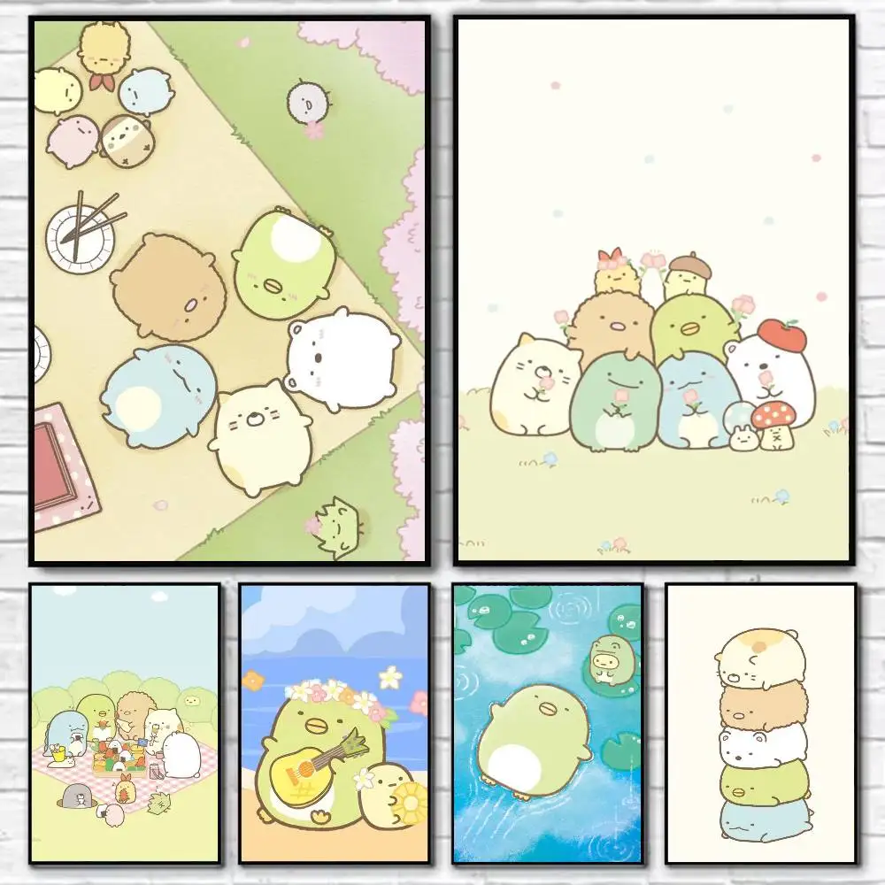 

S-Sumikko Gurashi C-Colorfu Poster Self-adhesive Art Waterproof Paper Sticker Coffee House Bar Room Wall Decor
