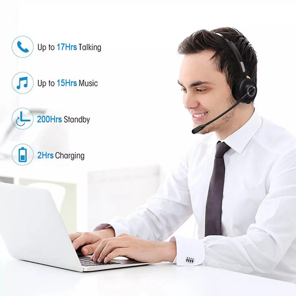 

Беспроводная Bluetooth-гарнитура с микрофоном, громкая связь, наушники, зарядная база для колл-центра, офиса, водителя грузовика