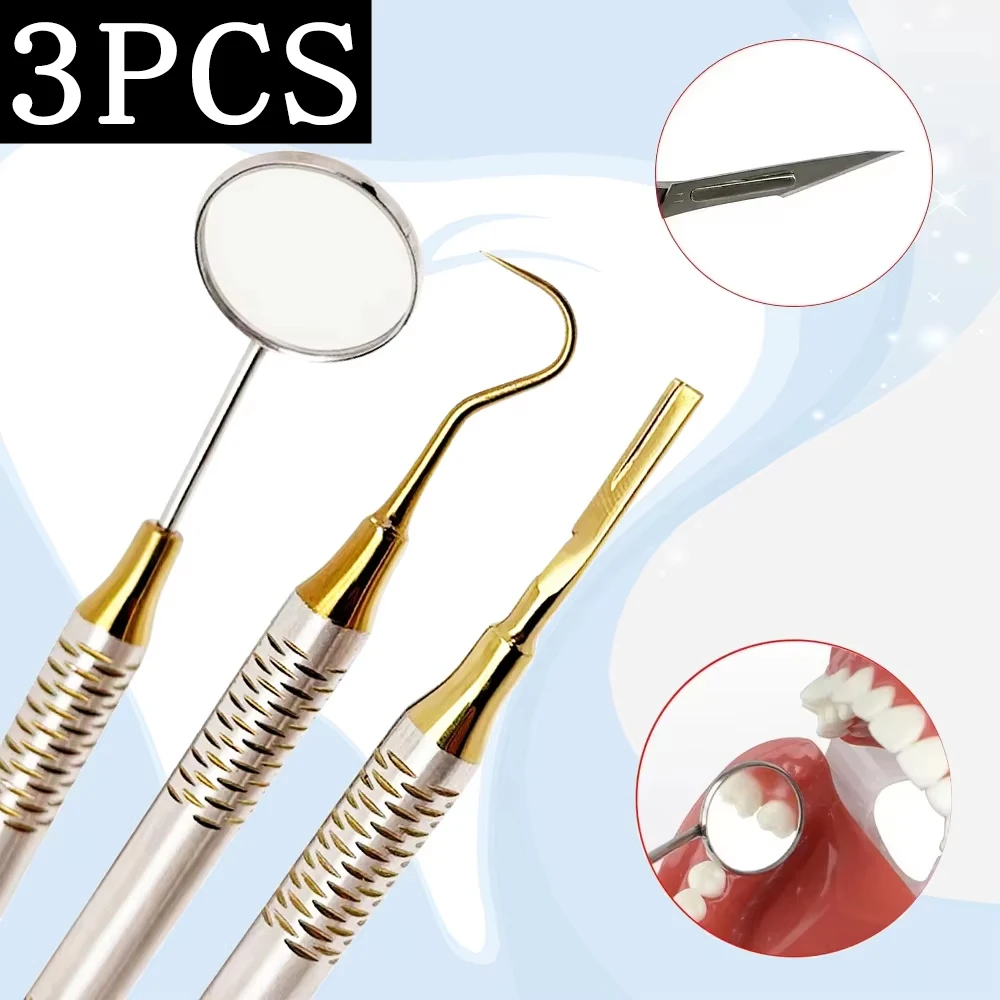 

Набор из 3 предметов: стоматологическое зеркало и зонды-эксплореры из нержавеющей стали для ухода за полостью рта, чистки зубов, стоматологическое оборудование