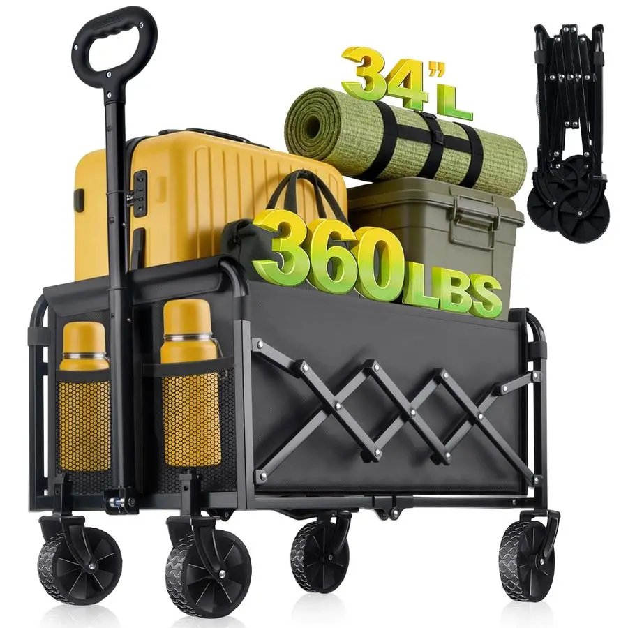 

Складные тележки-вагоны повышенной прочности, портативные, с колесами для любой местности, для продуктов, спорта и покупок