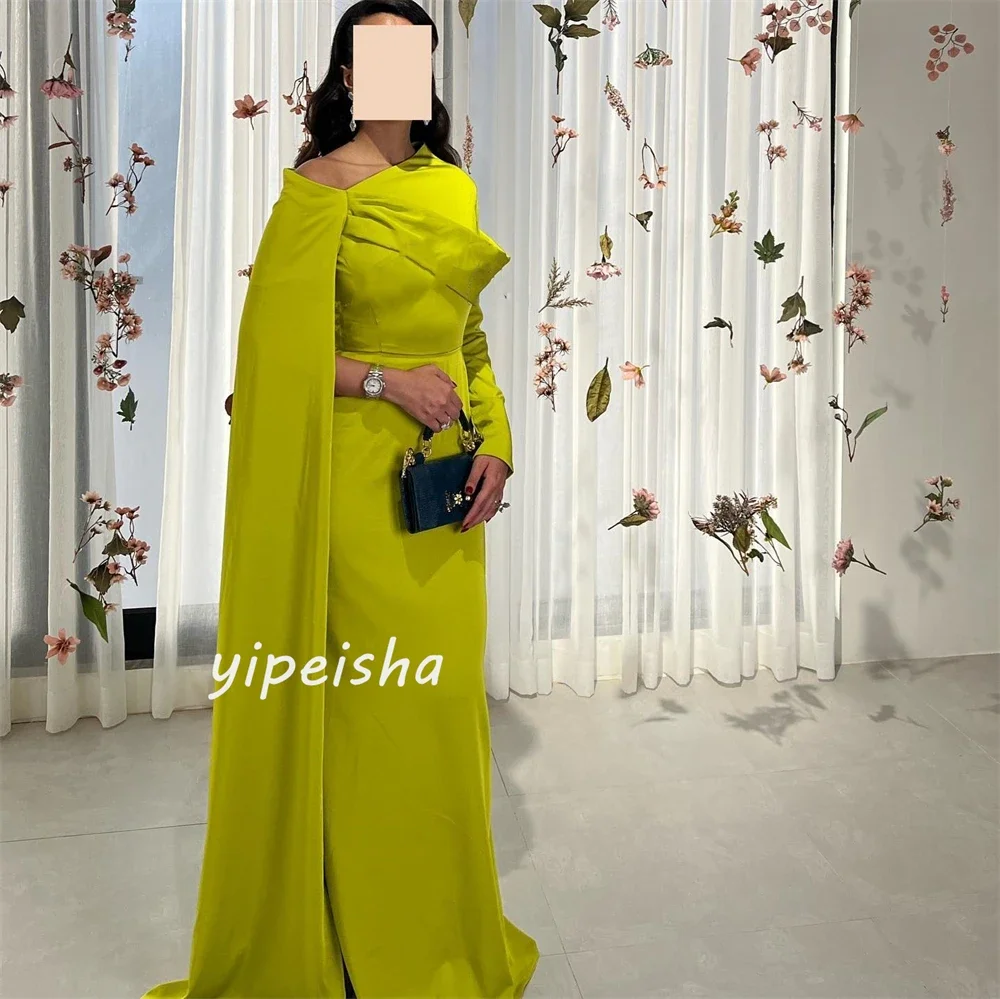 Customized Jersey Ruched Homecoming A-line V-neck Evening Long Dresses Exquisite High Quality Occasion Formal Gown for Women