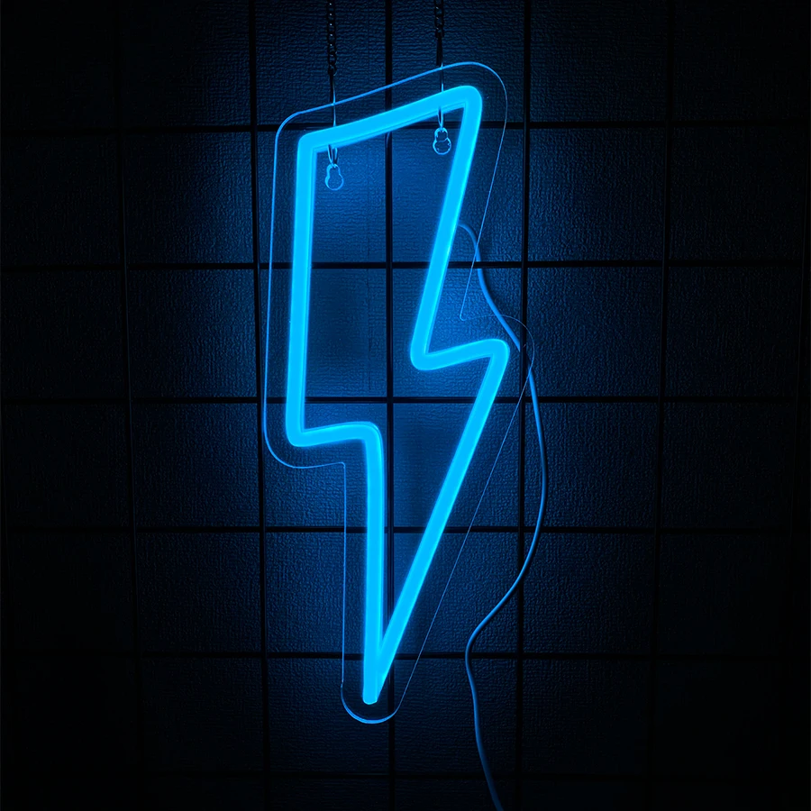 Lightning Neon Sign For Wall Decor,Light Up Sign For Game Room,Bedroom,Man Cave Decor,Home Bar,Club,Party,Gift For Game Lovers