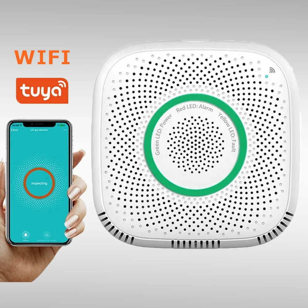 

Fire Security Combustible Gas Leakage Detector Alarm Tuya Wifi Detector De Controles Smart Gas Alarm Sensor