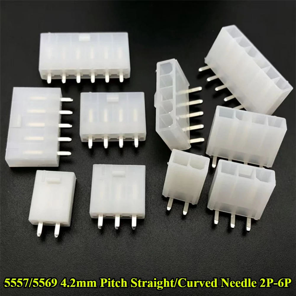 50/100Pcs/lot 5557/5569 Series 4.2mm Pitch Single Row Straight / Curved Needle 2P/3P/4P/5P/6P Molex Automotive Wire Connectors