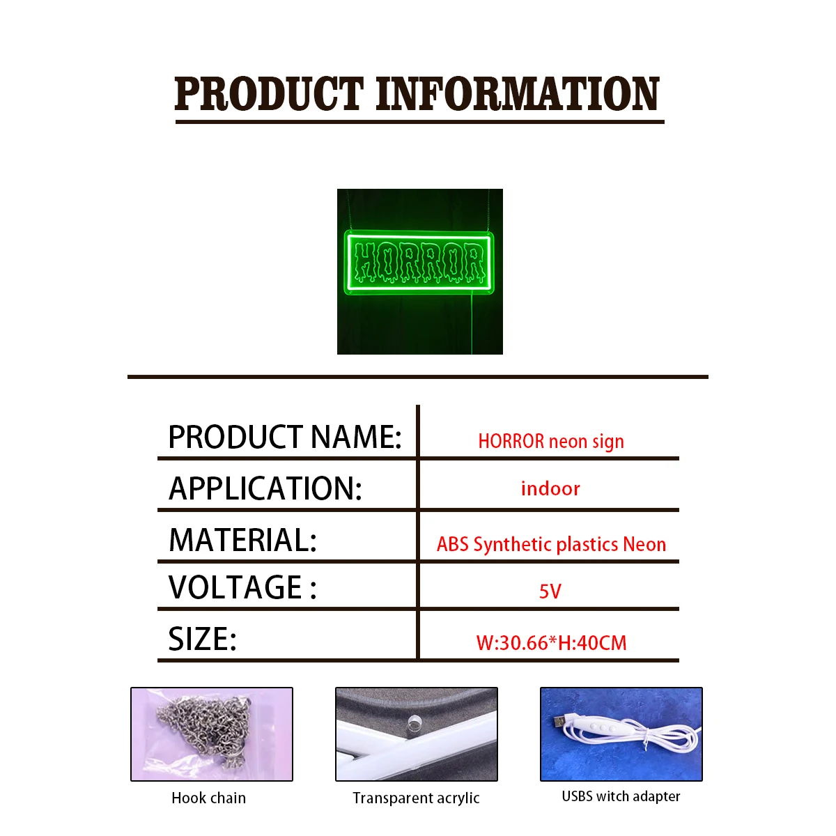 HORROR Neon Signs for Halloween Decorations, Spooky Scene Party Indoor Decor to Set the Atmosphere