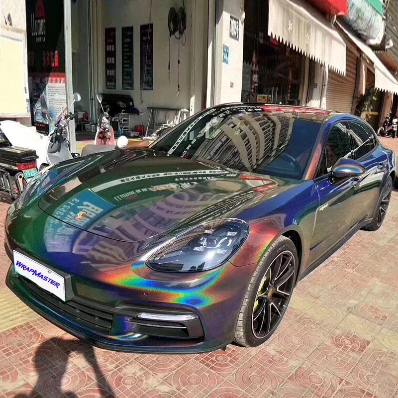 

1.52*18meter Black Gloss Iridescence Holographic Automobile Car Roof Vinyl Wrap Stickers