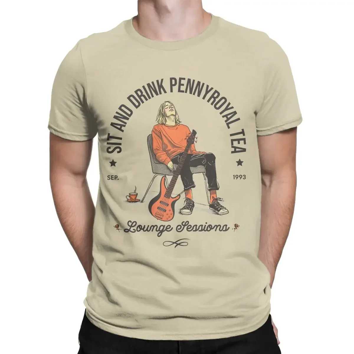 Fun Pennyroyal Tea Lounge Kurt Cobain T-Shirts Men Round Collar Cotton T Shirts Short Sleeve Tee Shirt Plus Size Clothes