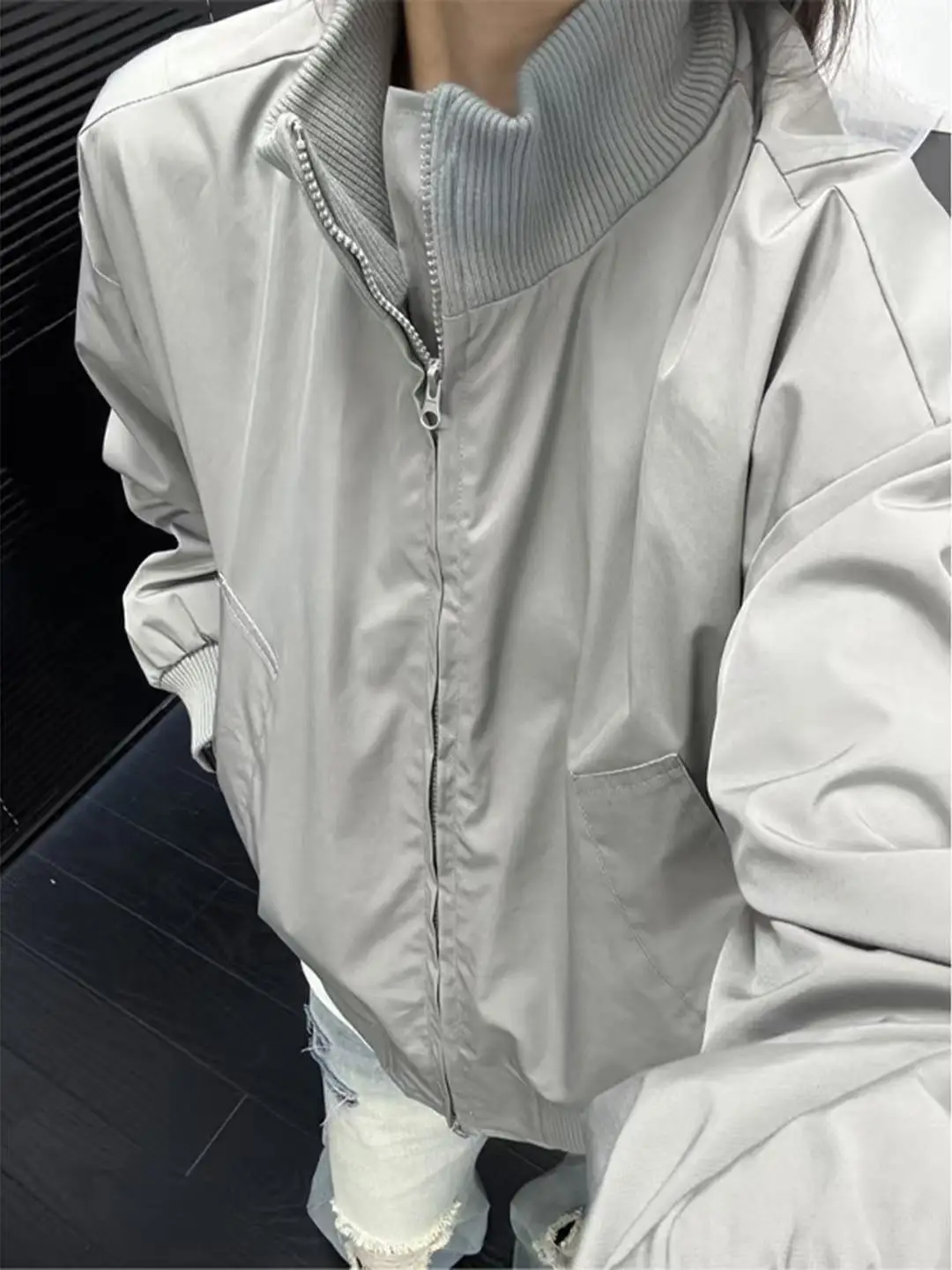 

Bomber Jackets Womens Jacket Emblems Winter Faux Fur Snap-Button City Protective Warmth Adjustable Armygreen Durable Windproof