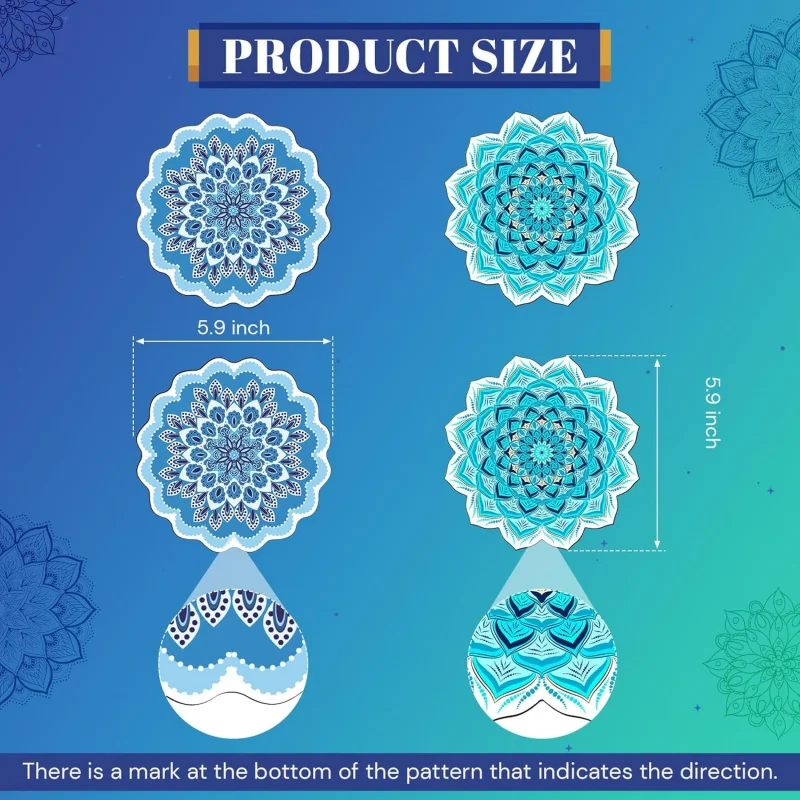 2 Pairs Mandala Screen Door Magnets 6 Round Double Sided Protectors Sliding , Decorative to Preven
