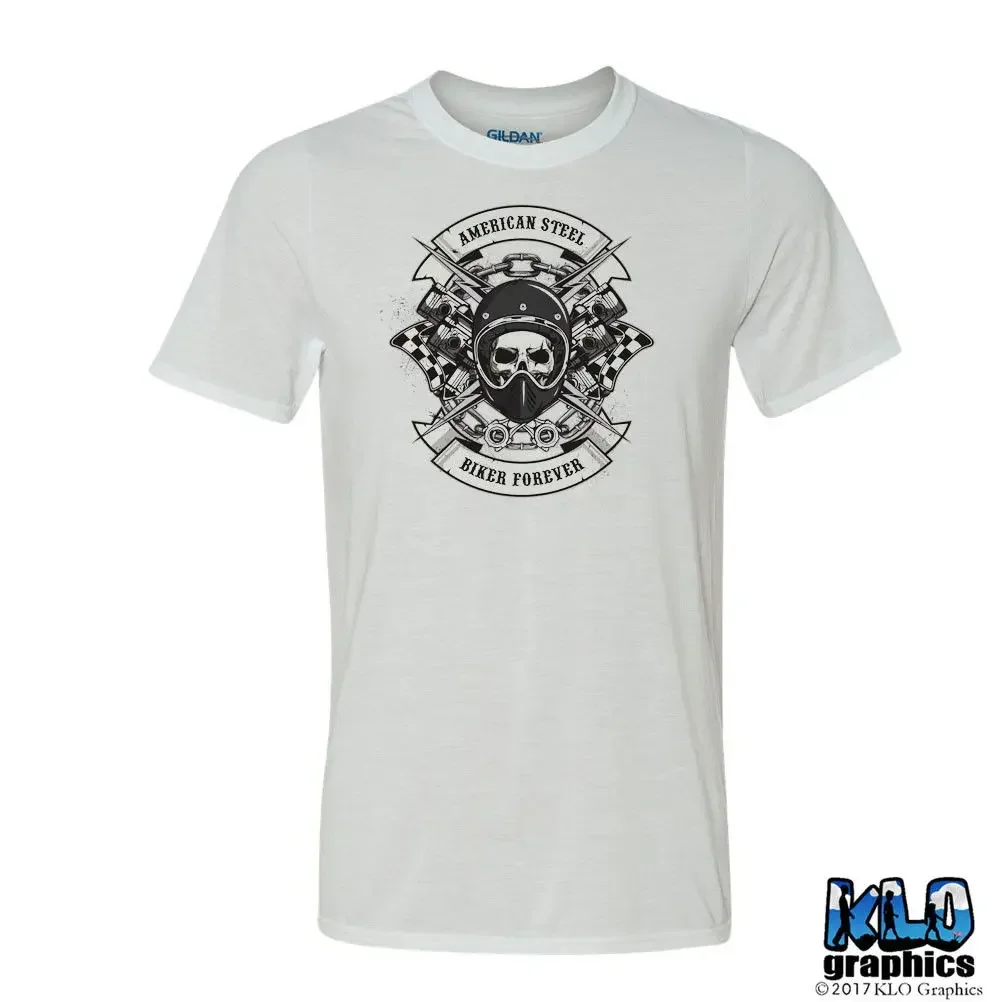 Newest Fashion American Steel Biker Forever T-Shirt Motorcycle Sporter Car Club Road Live Free100% Cotton Humor  Tee Shirts