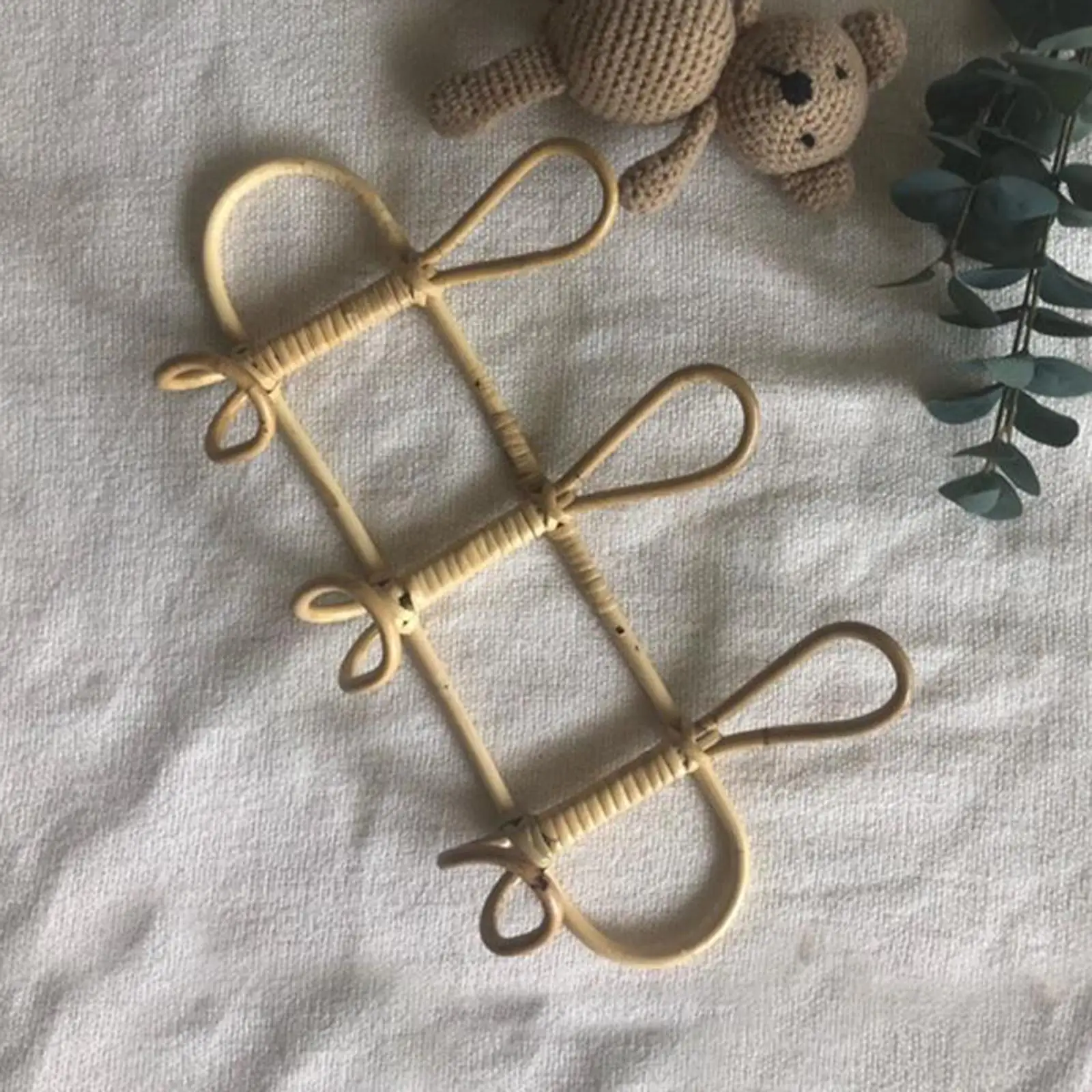 

Large Rattan Wall Hooks Clothes Hat Hanging Hook Handwoven Crochet Cloth Holder