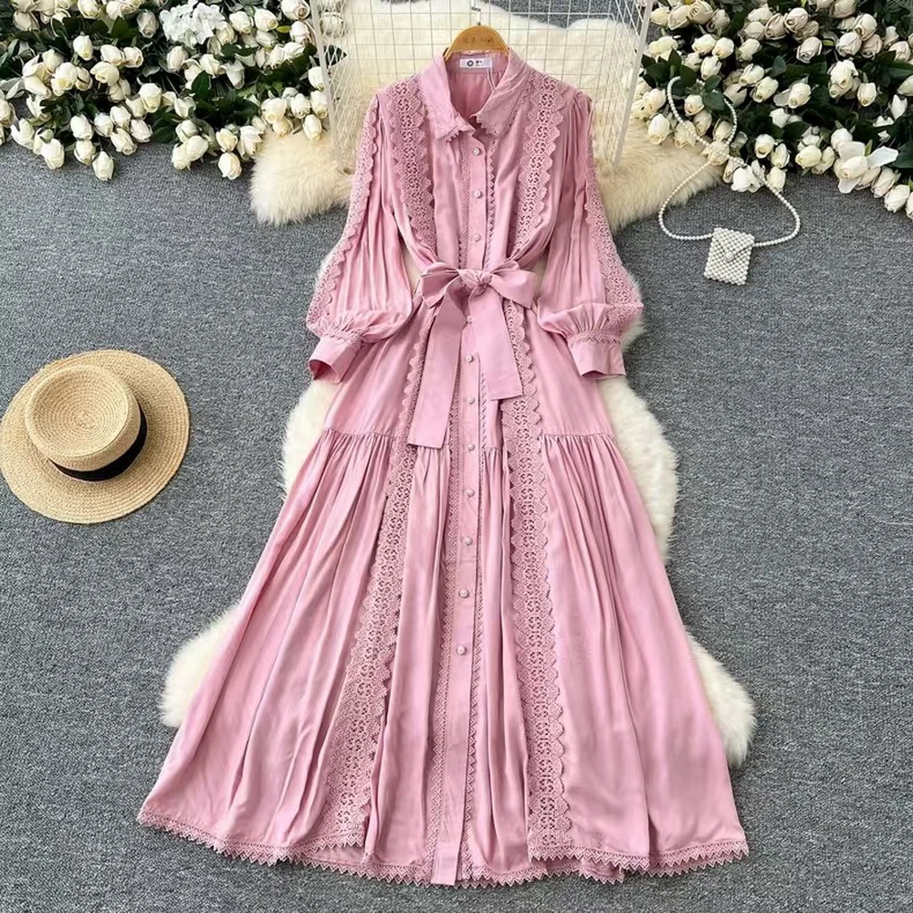 

Spring 2026 Australian Comfort Court Style Long Sleeve Solid Dress Women Holiday Dress Elegant Classy Fashionable