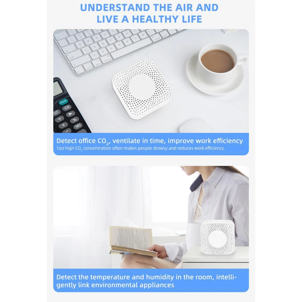AC23-Tuya Zigbee Smart Air Quality Monitor CO2 Sensor Temperature Humidity Meter VOC Hcho PM2.5 Gas Detector Automation