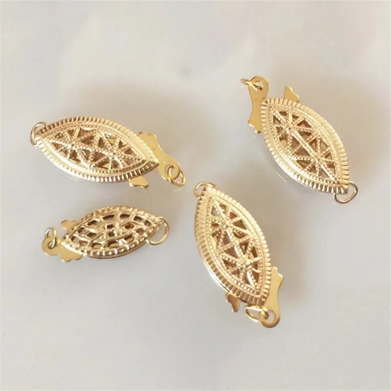 14K Gold Filled Oval Filigree Pearl Clasp Gold Button Jewelry Accessories Supplies for Bracelets Necklace Making Findings - view 6