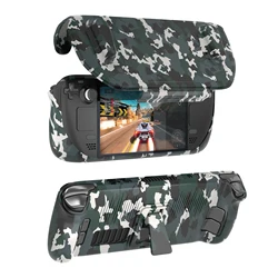 Funda protectora de TPU con cubierta frontal para Steam Deck, funda completa para Steam Deck con soporte, Camuflaje