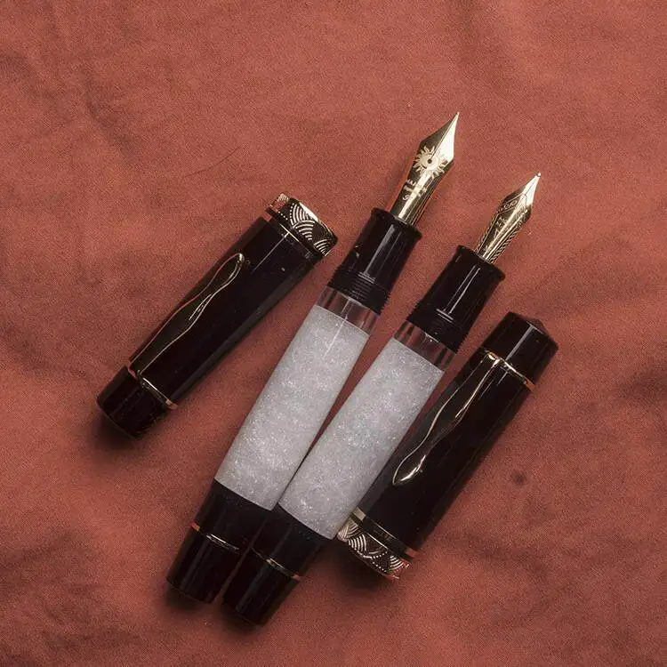 MAJOHN P139 Full Brass Piston Fountain Pens Large Size No.8/#8 40mm Pen Tip, EF F M 0.7MM Hard Rubber Tongue Ink Pen