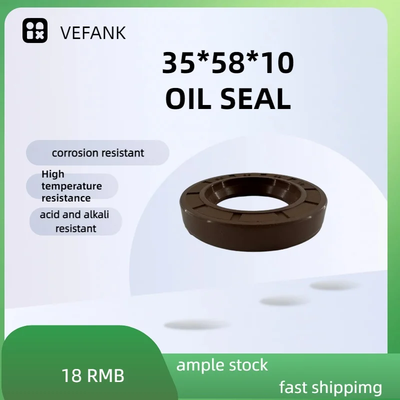 35x58x10 High-Quality Industrial Oil Seal – Factory Direct – Oil-Resistant Rubber Seal (FKM/Fluoroelastomer)