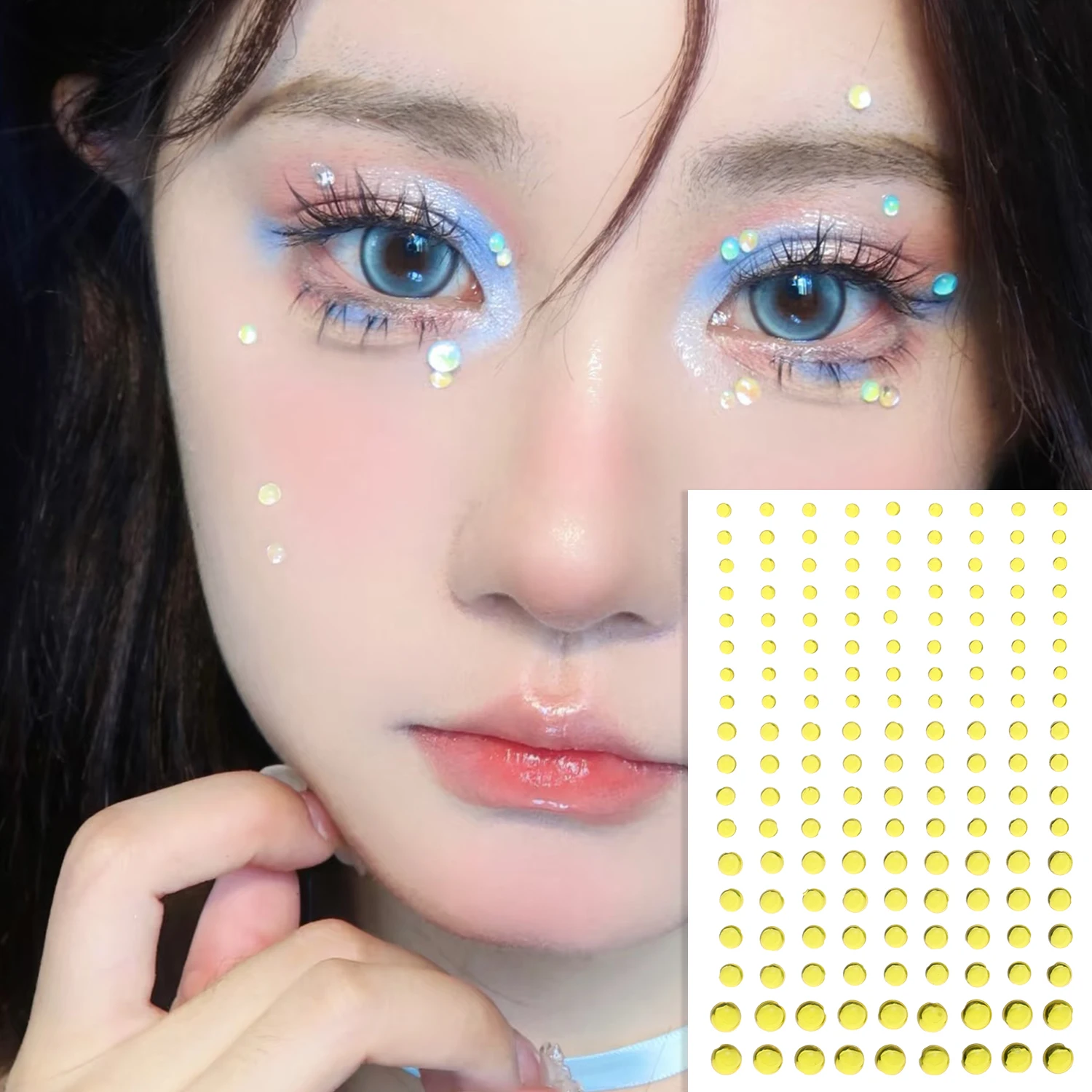 3D Gezicht Ogen Party Make-up Tattoo Sticker Acryl Diamant Steentjes Sticker Zelfklevende Gemengde Kristallen Gezicht Decoratie Sticker