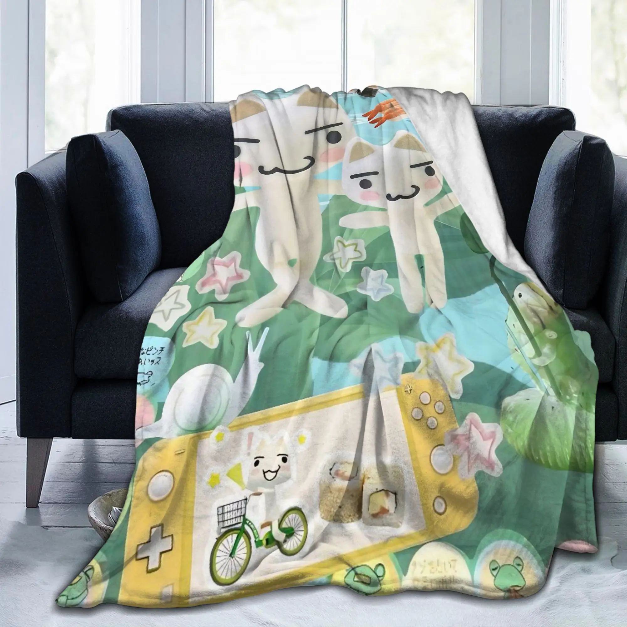 Toro Inoue Cat Blanket Cute Cartoon Fleece Throw Blanket Bedding Couch Printed Soft Warm Bedspreads,