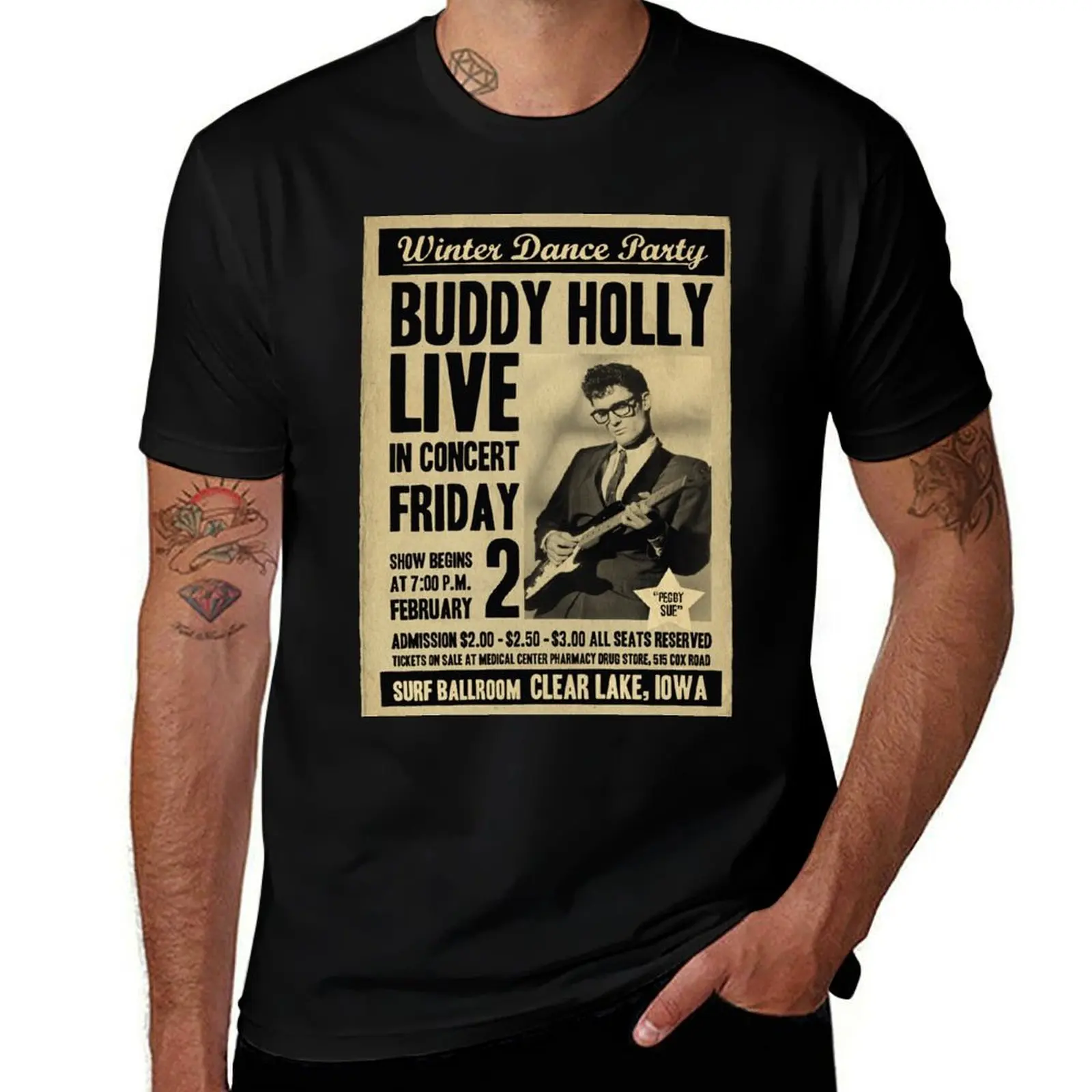 

Buddy Holly Concert Poster. T-Shirt t shirts for man graphic tees cotton t shirt man T-Shirt