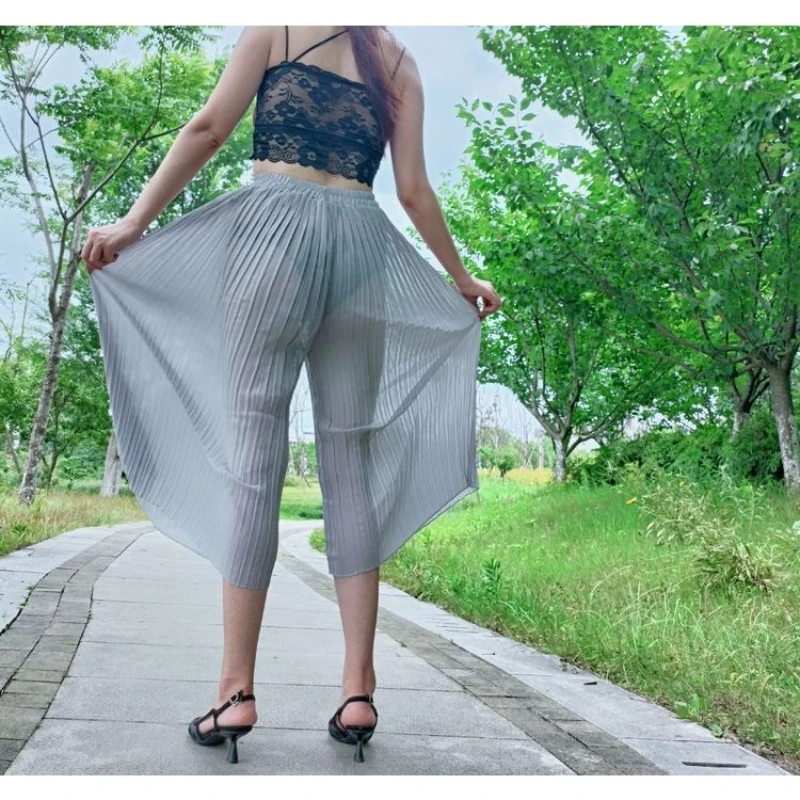 Woman Sexy See Through Open Crotch Pants Hot Outdoor Easy Korean Style Japan Style Loose Trousers Hollow Out Crotchless Skirts