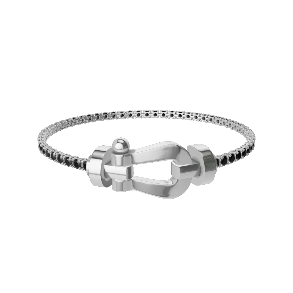 

925 sterling silver, an exquisite and dazzling diamond bracelet with a horseshoe-shaped clasp, size L