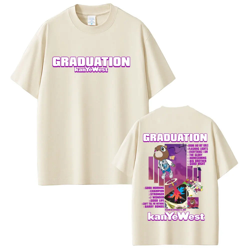 Rapper Kanye West Graduation Bear Graphic T-shirts Men Hip Hop Fashion Pop Music T Shirts Men's
