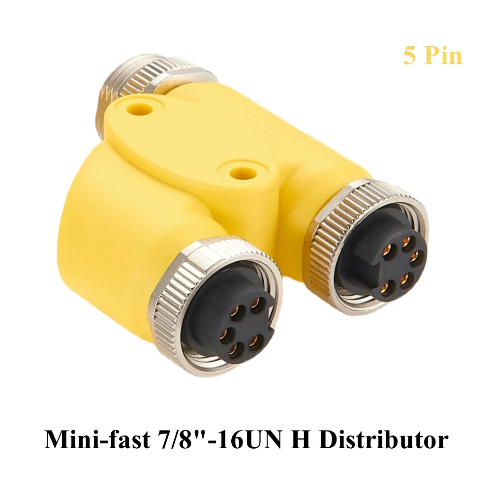 3 Way Mini-fast 7/8" 5 Poles Male to Female Y Splitter IP67 Mini change Field Wireable Connector Power Distribution Adapter