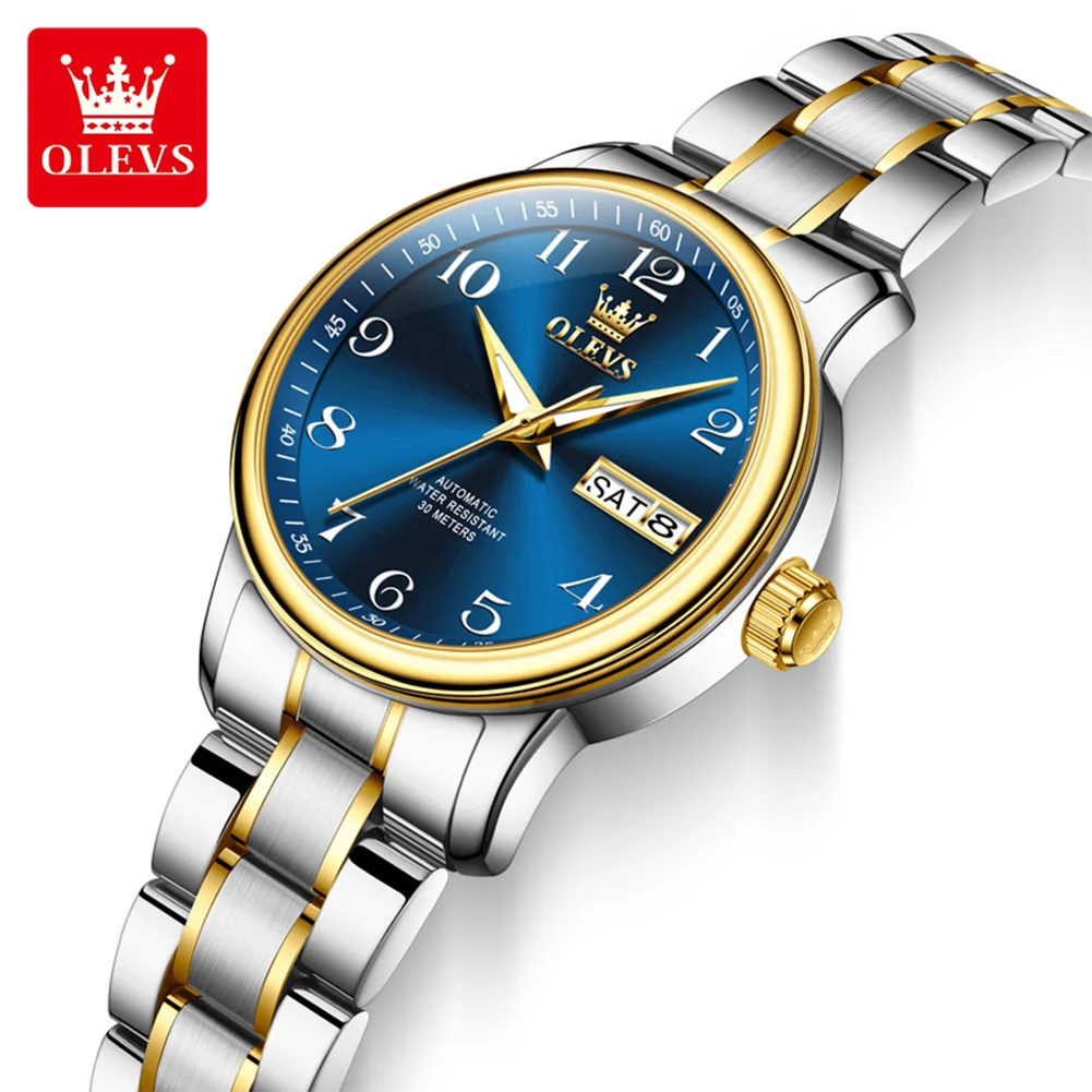 

OLEVS женские часы, роскошные оригинальные брендовые автоматические механические часы из нержавеющей стали, водонепроницаемые часы с датой недели для женщин