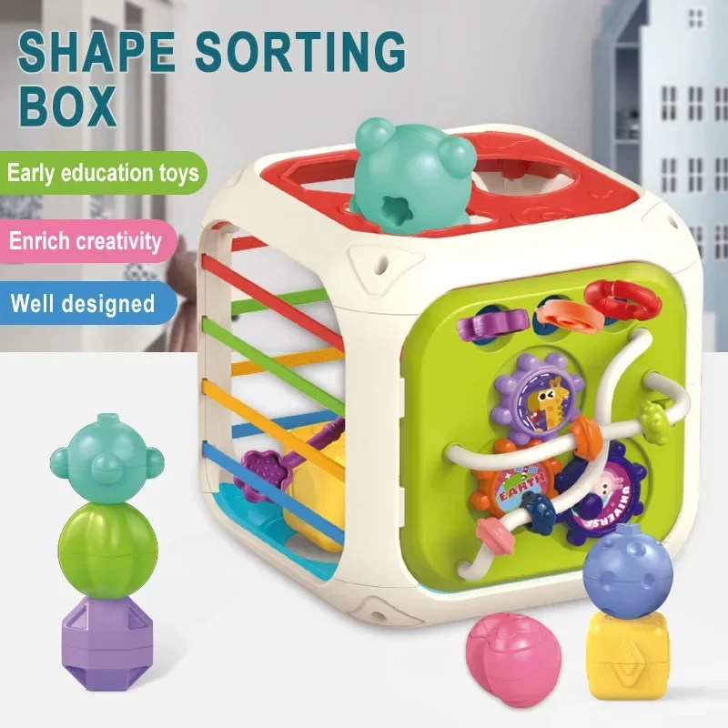 Jeu de tri de blocs de formes colorées pour bébé, jouets d'apprentissage Montessori pour enfants, cadeau de naissance, nouveau, 6, 12 mois